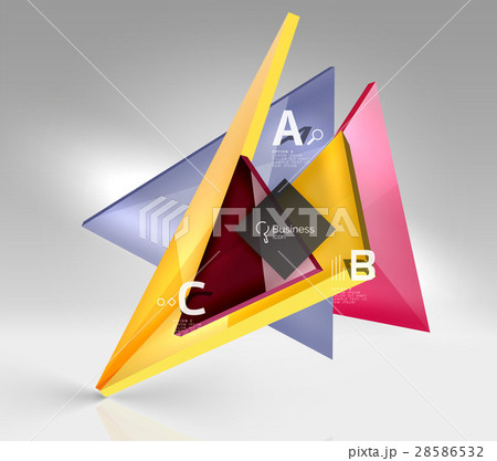 Glossy glass translucent triangles on 3d empty 28586532