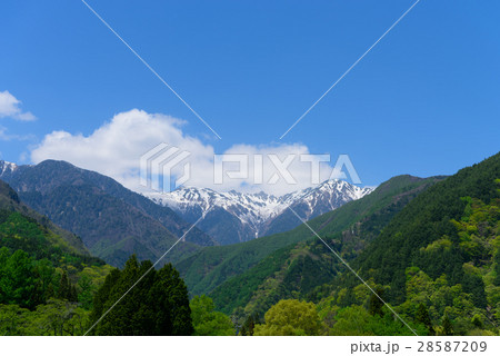 長野　残雪の中央アルプス 28587209