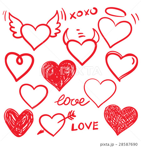 Vector hearts set. Hand drawn. 28587690