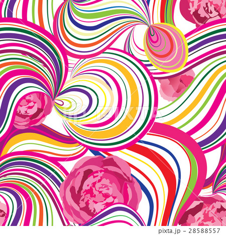 Abstract line loops seamless pattern. Swirl waves 28588557