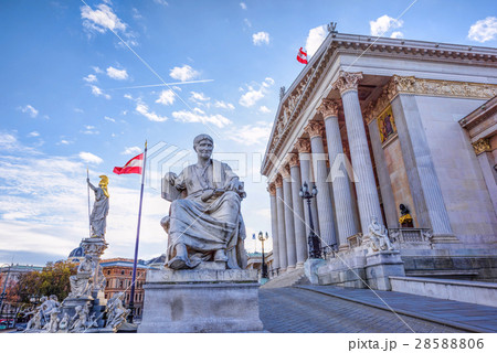 Roman statue at historic building of the austrian parliament in vienna 28588806