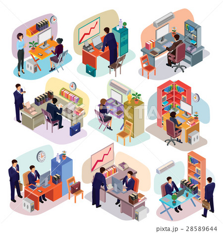 Set of isometric people in business suits in the Set of isometric people in business suits in the 28589644