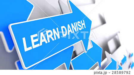 Learn Danish - Label on the Blue Pointer. 3D. 28589792