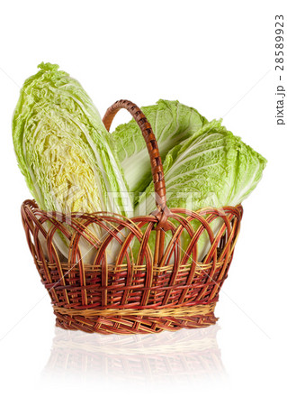 Chinese cabbage in a wicker basket isolated on 28589923