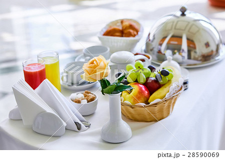 delicious breakfast for two at the luxury hotel. 28590069