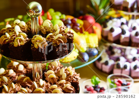 Cake buffet for a birthday party. Cake buffet for a birthday party. 28590162