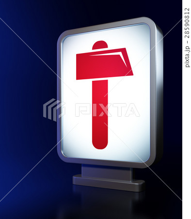 Building construction concept: Hammer on billboard 28590812
