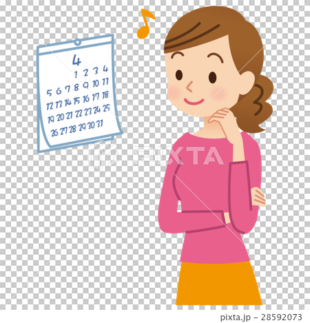 予定　カレンダー　女性 28592073