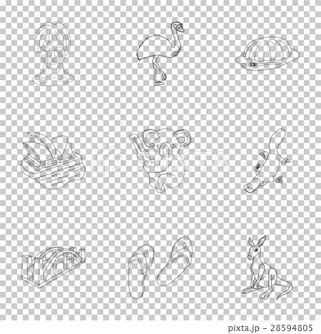 Australia icons set, outline style Australia icons set, outline style 28594805
