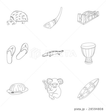 Holiday in Australia icons set, outline style 28594808