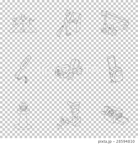 Flights icons set, outline style Flights icons set, outline style 28594810