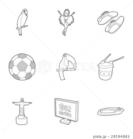 Holiday in Brazil icons set, outline style 28594883