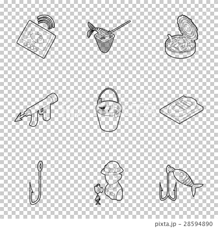 Fish catch icons set, outline style - Stock Illustration [28594890] - PIXTA
