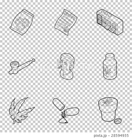 Marijuana icons set, outline style Marijuana icons set, outline style 28594935