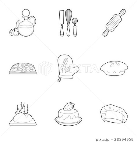 Pastries icons set, outline styleのイラスト素材 [28594959] - PIXTA