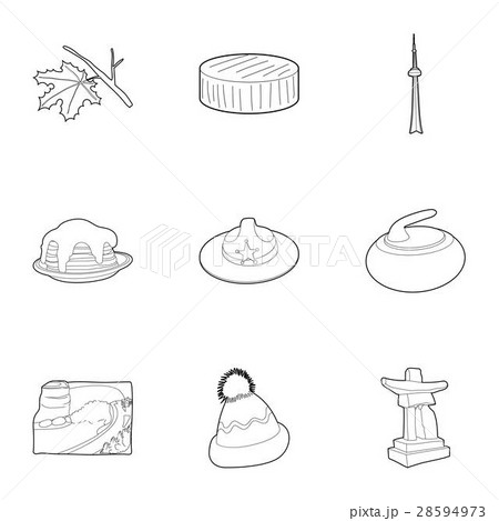 Attractions of Canada icons set, outline style 28594973
