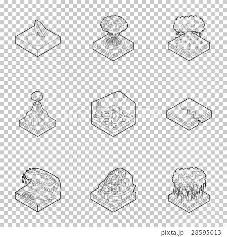 Natural accident icons set, outline style Natural accident icons set, outline style 28595013