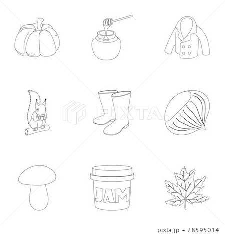 Autumn icons set, outline style Autumn icons set, outline style 28595014