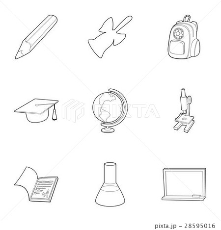 School icons set, outline style School icons set, outline style 28595016