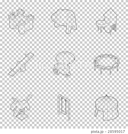 Children rides icons set, outline style 28595017