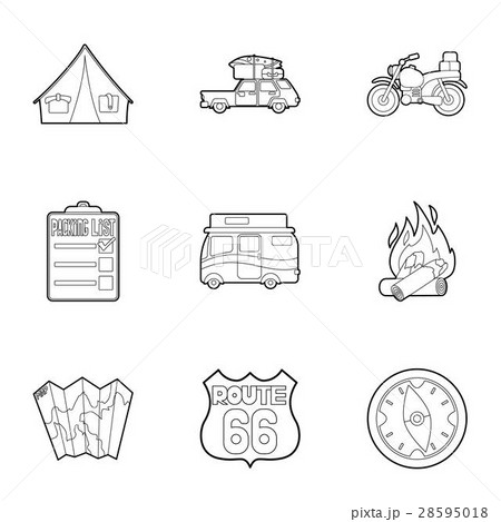 Nature trip icons set, outline style 28595018