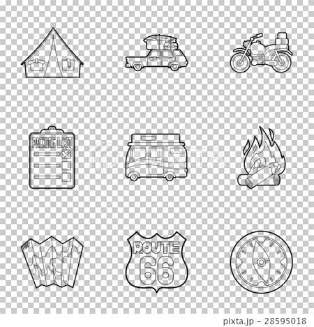 Nature trip icons set, outline style 28595018