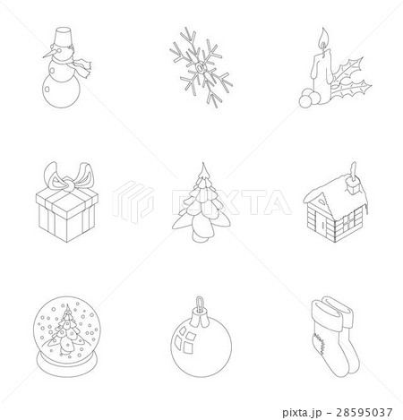 New year icons set, outline style New year icons set, outline style 28595037