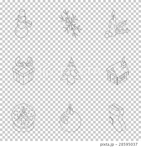 New year icons set, outline style New year icons set, outline style 28595037