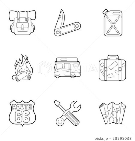 Camp icons set, outline style 28595038