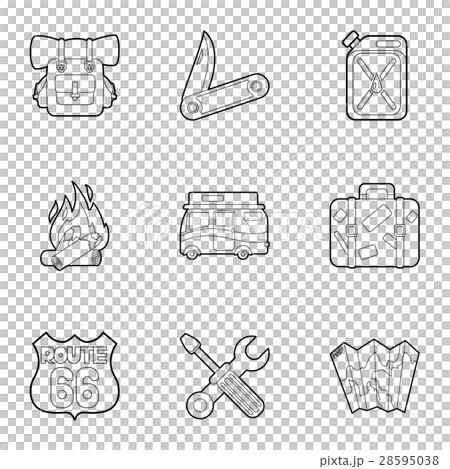 Camp icons set, outline style 28595038