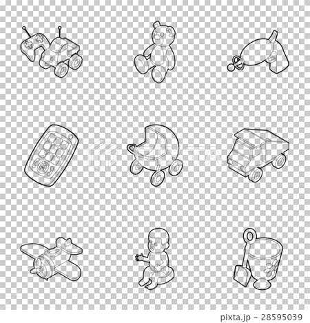 Fun games for kids icons set, outline style Fun games for kids icons set, outline style 28595039