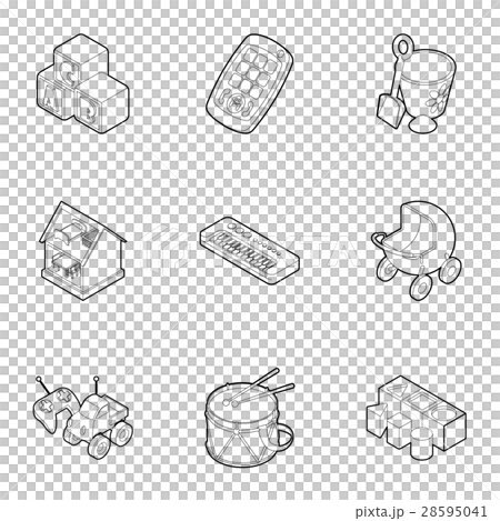 Toys for kids icons set, outline style Toys for kids icons set, outline style 28595041