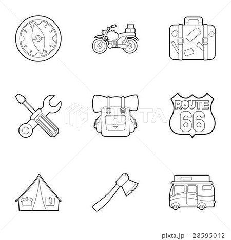 Camping icons set, outline style 28595042