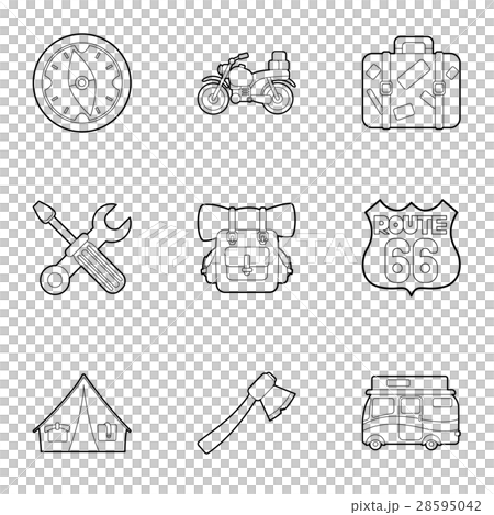 Camping icons set, outline style 28595042