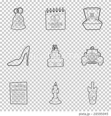 Marriage ceremony icons set, outline style Marriage ceremony icons set, outline style 28595045