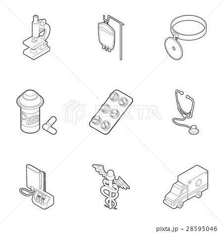 Healing icons set, outline style 28595046