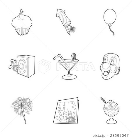 Birthday icons set, outline style 28595047