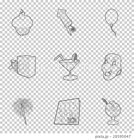 Birthday icons set, outline style 28595047