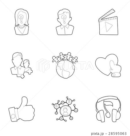 Communication icons set, outline style 28595063