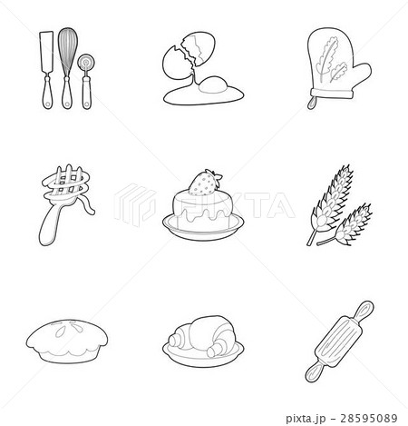 Cakes icons set, outline style 28595089