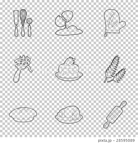 Cakes icons set, outline style 28595089