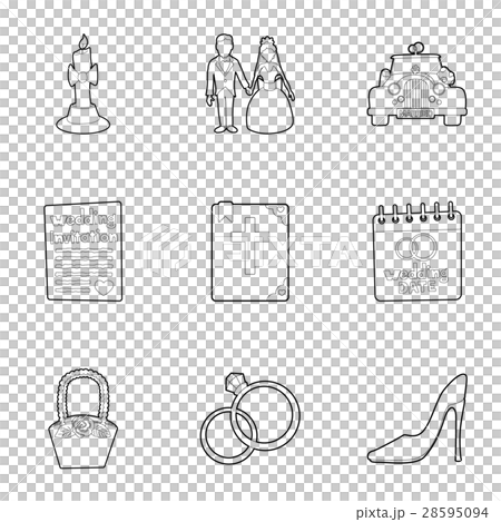 Marriage icons set, outline style 28595094