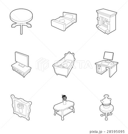 Furniture icons set, outline style 28595095