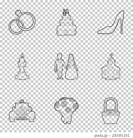 Wedding ceremony icons set, outline style 28595101
