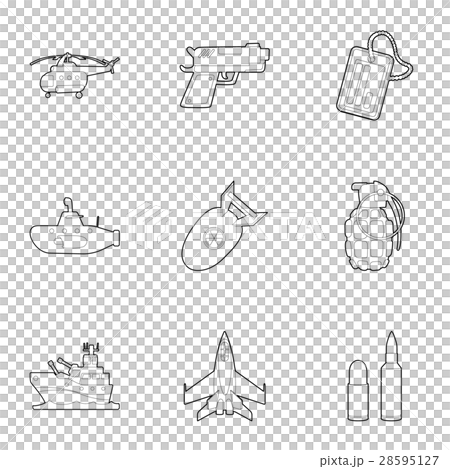 Army weapons icons set, outline style Army weapons icons set, outline style 28595127