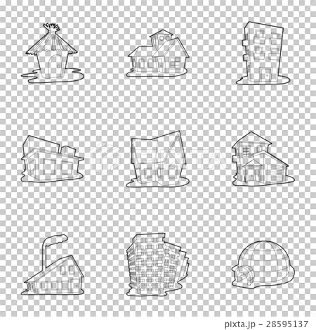 Structure icons set, outline style - Stock Illustration [28595137] - PIXTA