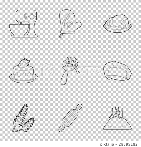 Bakery icons set, outline style 28595182