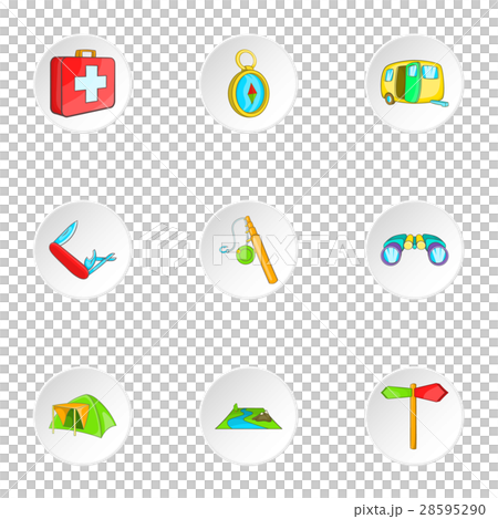 Encampment icons set, cartoon style 28595290