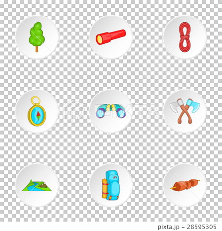 Vacation in forest icons set, cartoon style Vacation in forest icons set, cartoon style 28595305