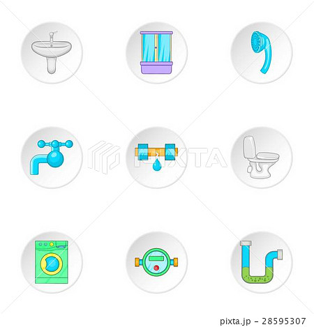 Equipment for bathroom icons set, cartoon style Equipment for bathroom icons set, cartoon style 28595307